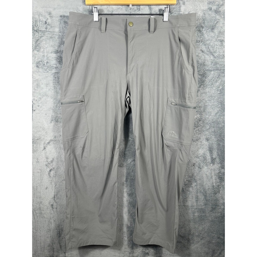 LL Bean Mens Gray Cargo Hiking Pants Nylon Spandex Stretch 38x29 506421